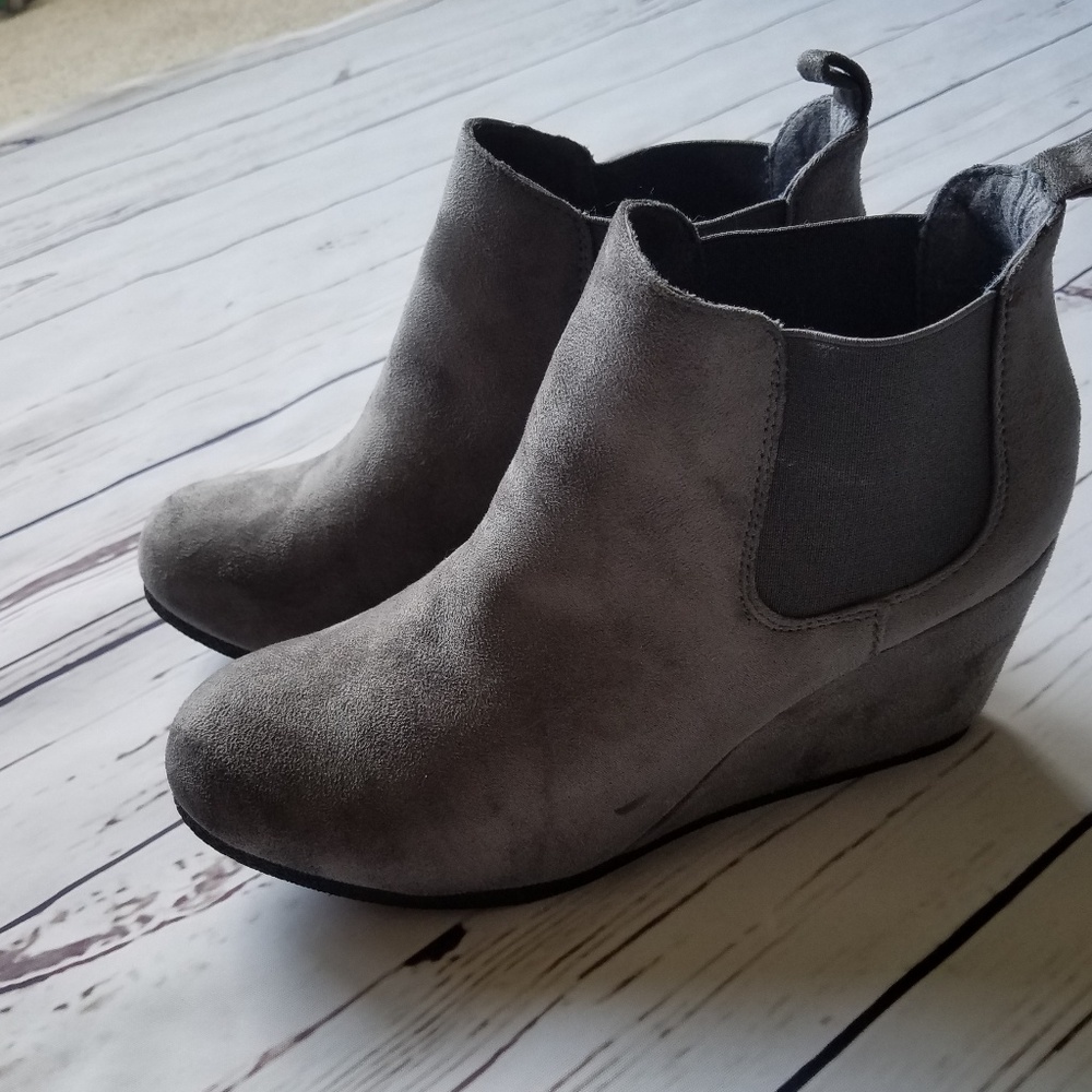 Gray ankle boots